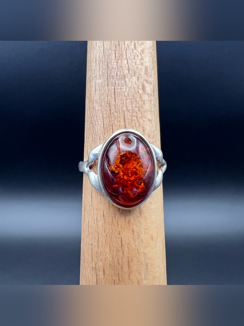 Sterling Silver Amber Ring